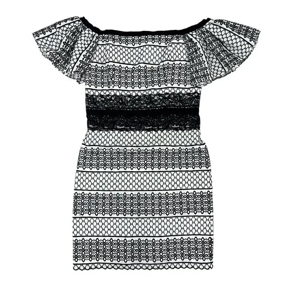 H by Halston women's off the shoulder eyelet lace dress size 6 - Picture 3 of 7